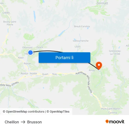 Cheillon to Brusson map