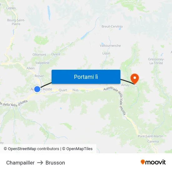 Champailler to Brusson map