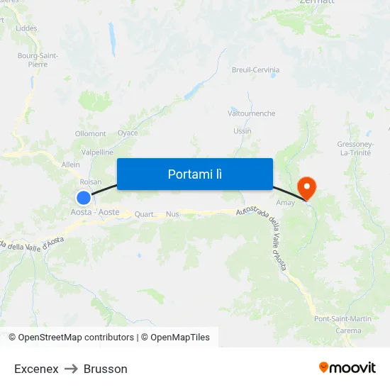 Excenex to Brusson map