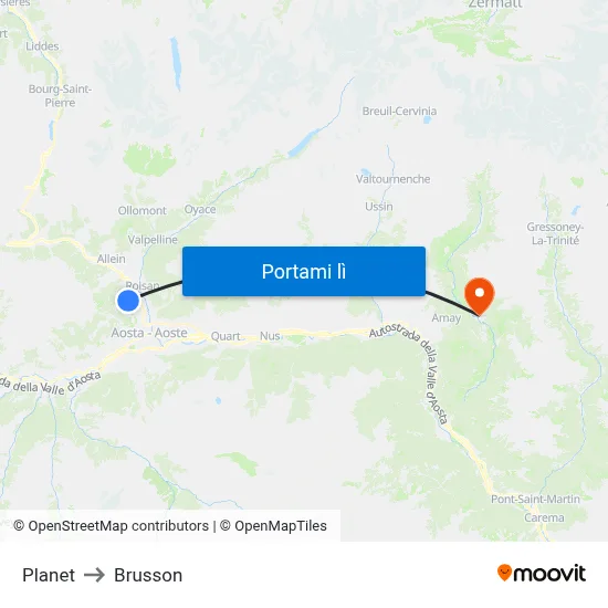 Planet to Brusson map