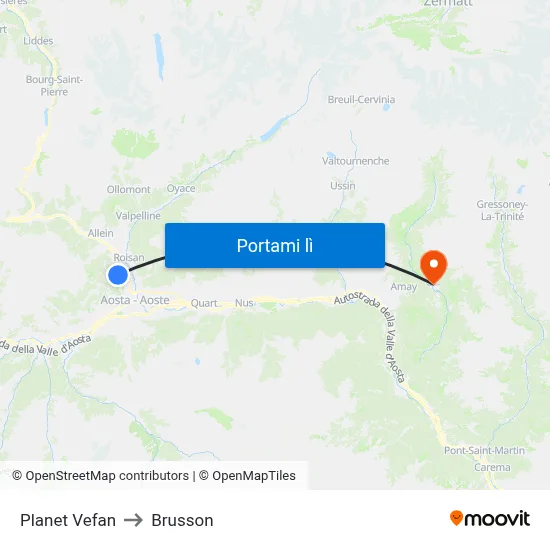 Planet Vefan to Brusson map