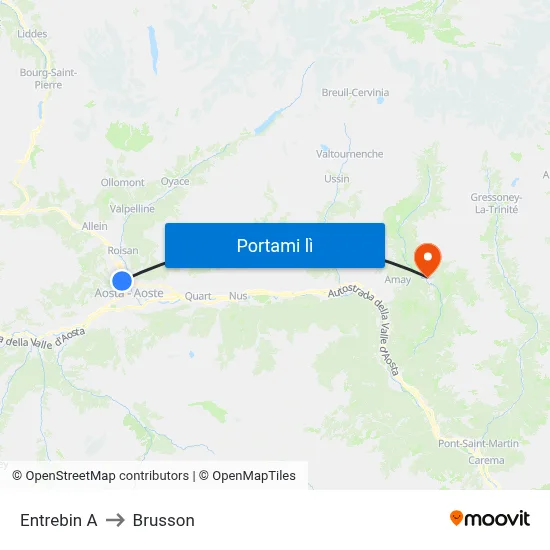 Entrebin A to Brusson map