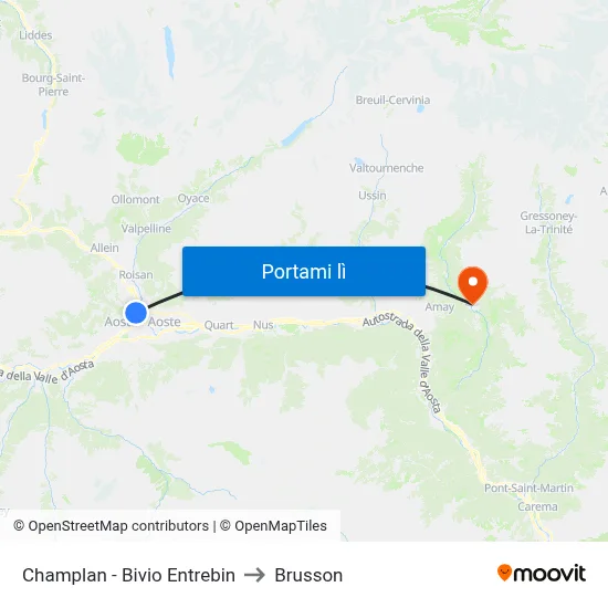 Champlan - Bivio Entrebin to Brusson map