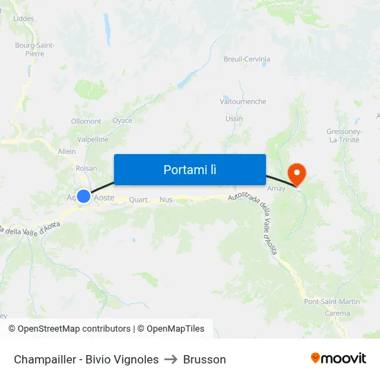 Champailler - Bivio Vignoles to Brusson map