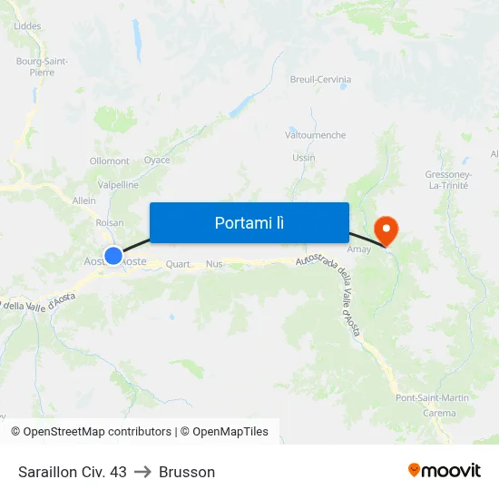 Saraillon Civ. 43 to Brusson map