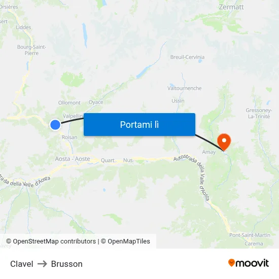 Clavel to Brusson map