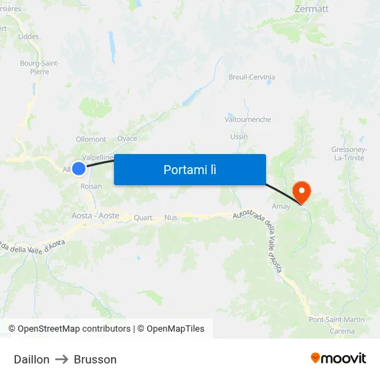 Daillon to Brusson map