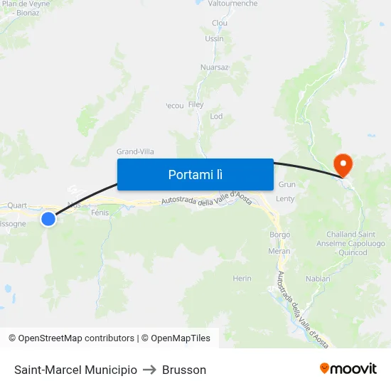 Saint-Marcel Municipio to Brusson map