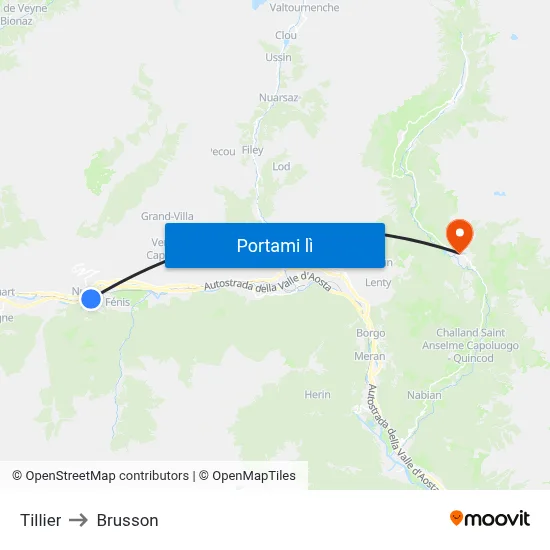 Tillier to Brusson map