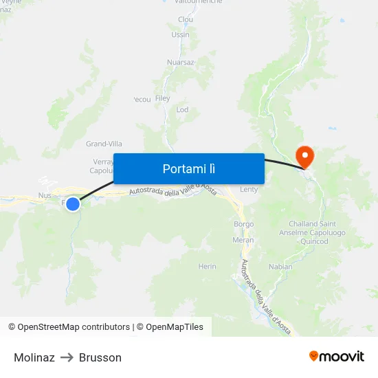 Molinaz to Brusson map