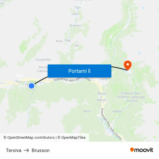 Tersiva to Brusson map