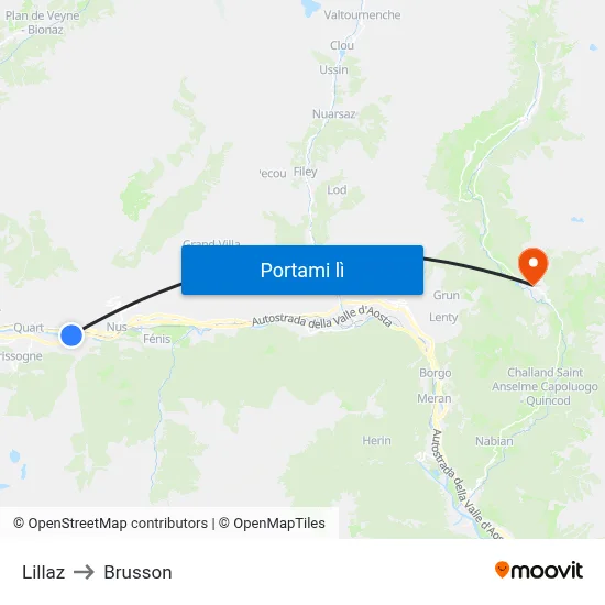 Lillaz to Brusson map