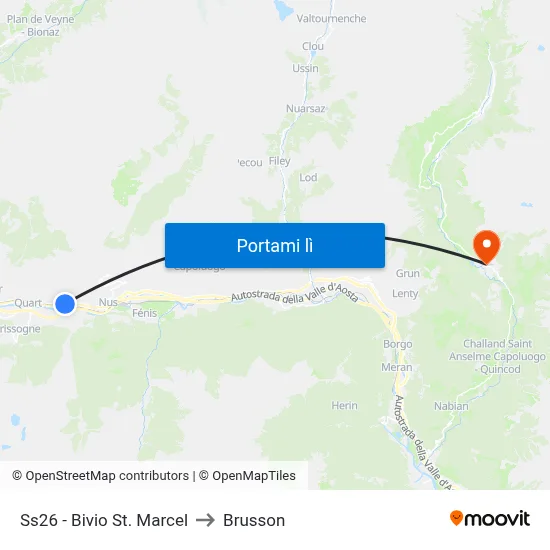 Ss26 - Bivio St. Marcel to Brusson map
