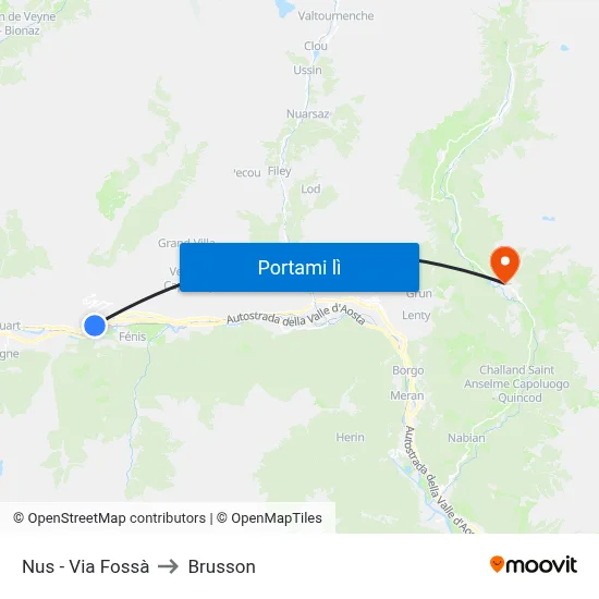 Nus - Via Fossà to Brusson map