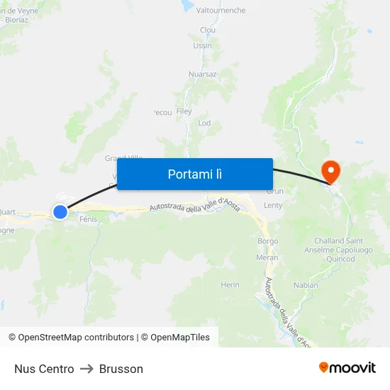 Nus Centro to Brusson map