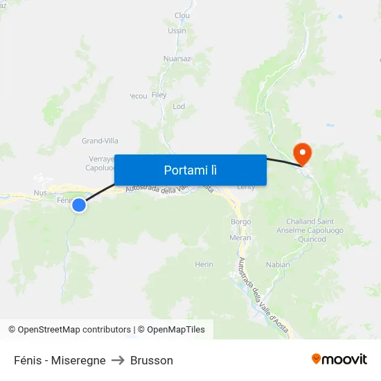 Fénis - Miseregne to Brusson map