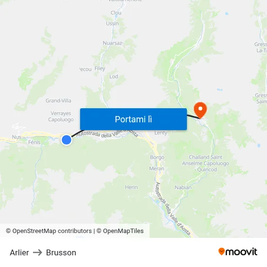 Arlier to Brusson map