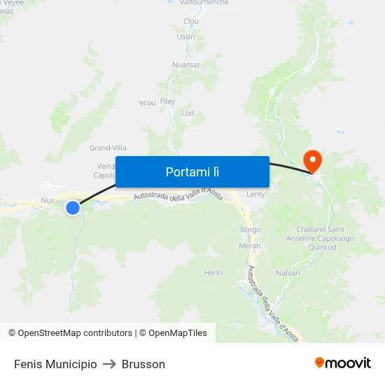 Fenis Municipio to Brusson map