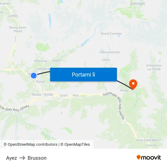 Ayez to Brusson map