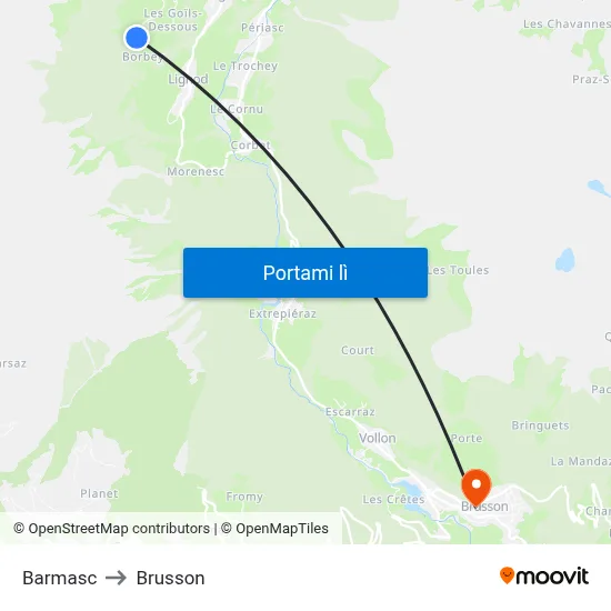 Barmasc to Brusson map