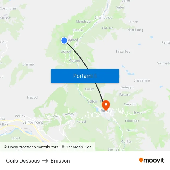 Goïls-Dessous to Brusson map