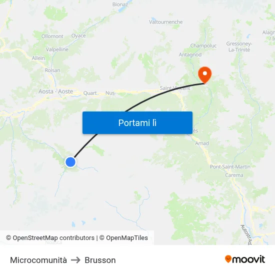 Microcomunità to Brusson map
