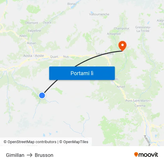 Gimillan to Brusson map