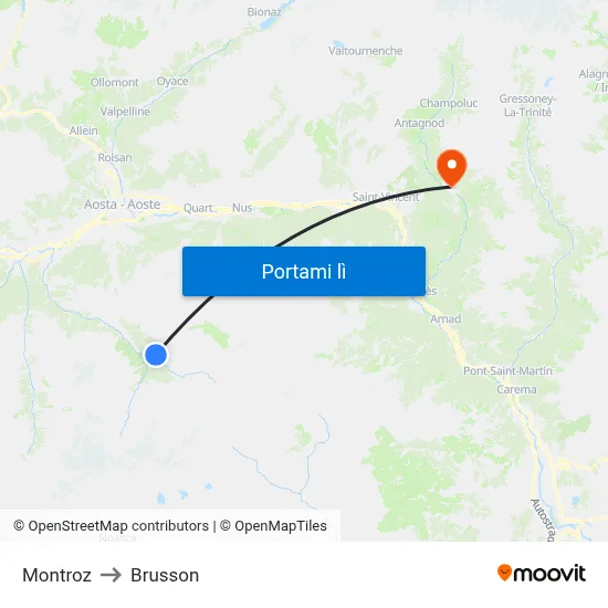 Montroz to Brusson map