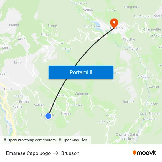 Emarese Capoluogo to Brusson map