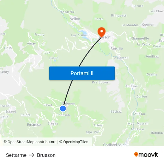 Settarme to Brusson map