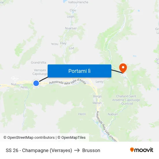 SS 26 - Champagne (Verrayes) to Brusson map