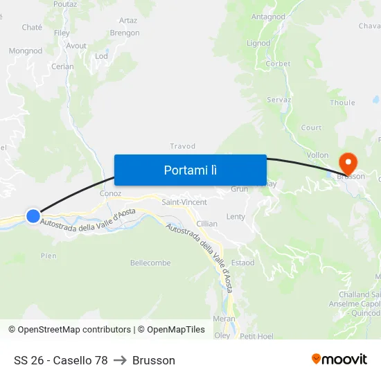 SS 26 - Casello 78 to Brusson map