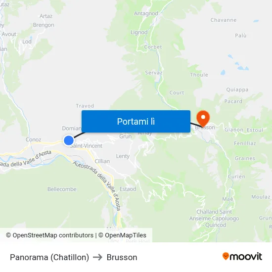 Panorama (Chatillon) to Brusson map