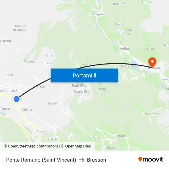 Ponte Romano (Saint-Vincent) to Brusson map