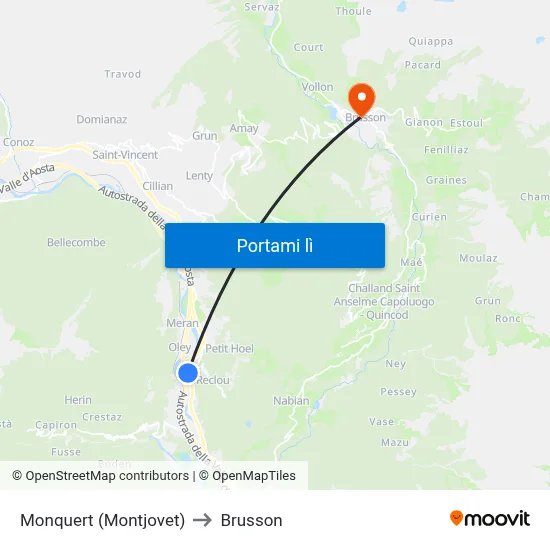 Monquert (Montjovet) to Brusson map