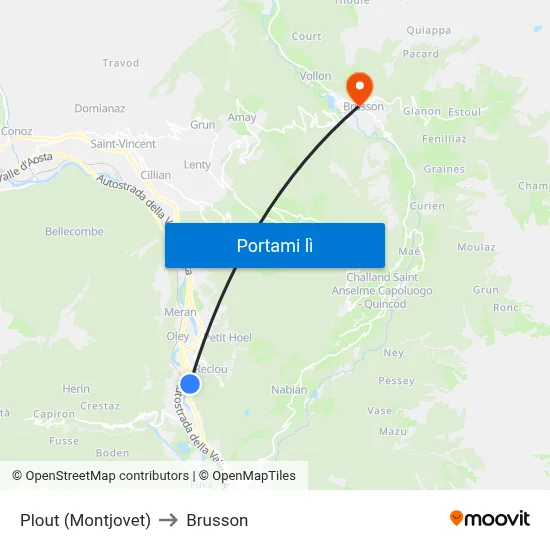 Plout (Montjovet) to Brusson map