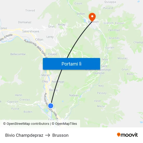 Bivio Champdepraz to Brusson map