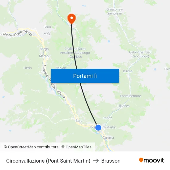 Circonvallazione (Pont-Saint-Martin) to Brusson map