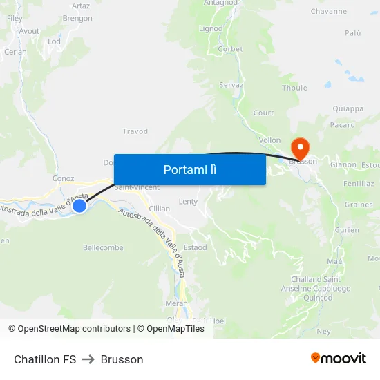 Chatillon FS to Brusson map