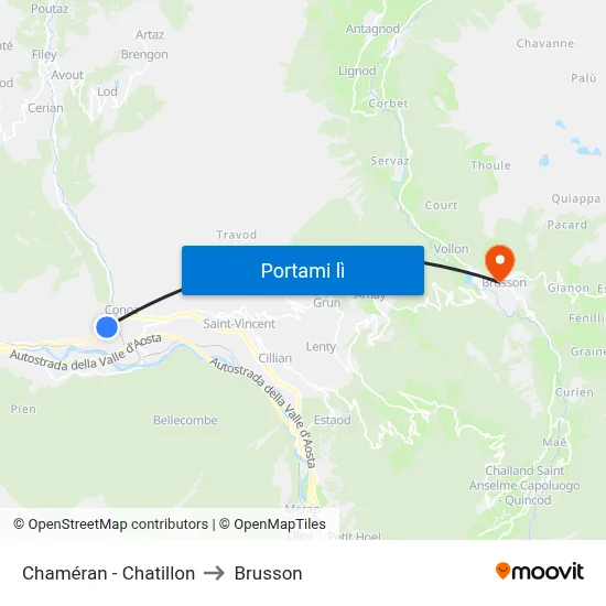 Chaméran - Chatillon to Brusson map