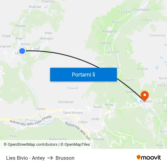 Lies Bivio - Antey to Brusson map