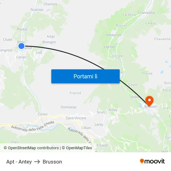 Apt - Antey to Brusson map