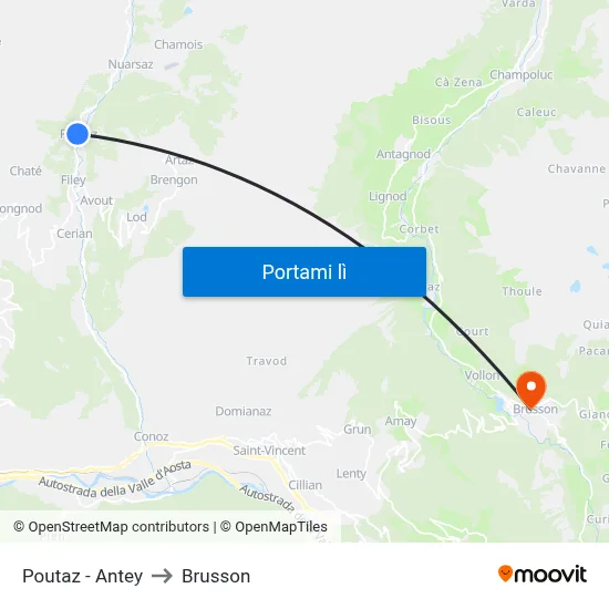 Poutaz - Antey to Brusson map