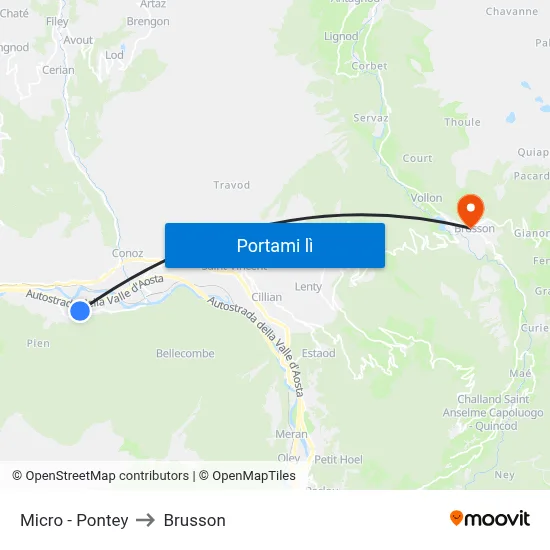 Micro - Pontey to Brusson map