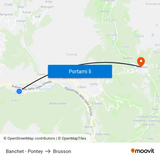 Banchet - Pontey to Brusson map