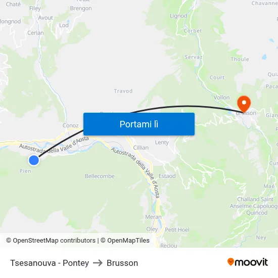 Tsesanouva - Pontey to Brusson map