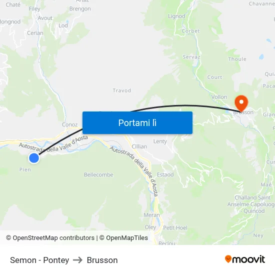 Semon - Pontey to Brusson map