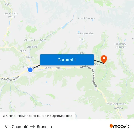 Via Chamolé to Brusson map