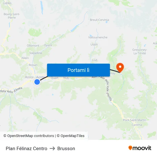 Plan Félinaz Centro to Brusson map