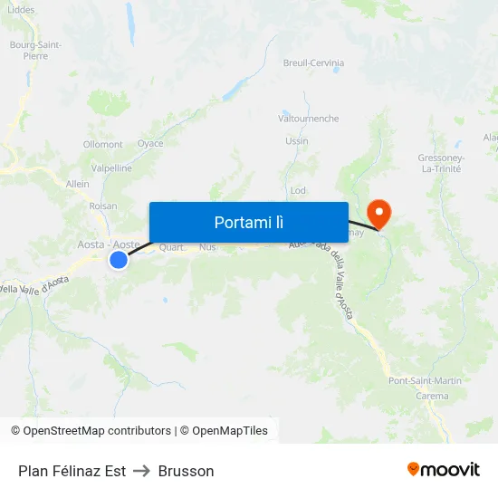 Plan Félinaz Est to Brusson map